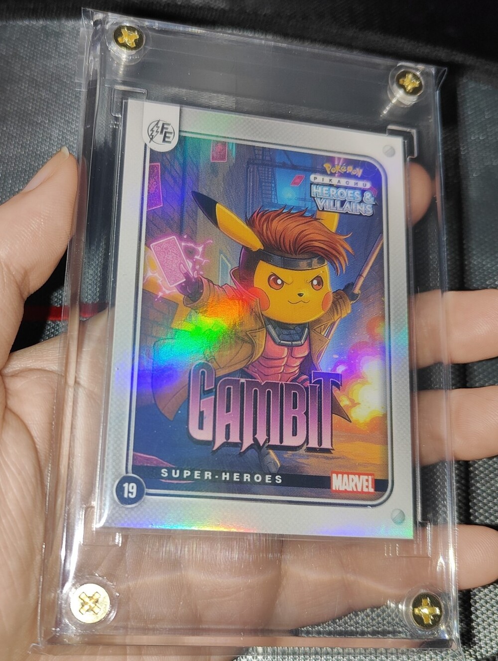 Gambit Pikachu X-Men holo encased Heroes & Villians Marvel card Unofficial